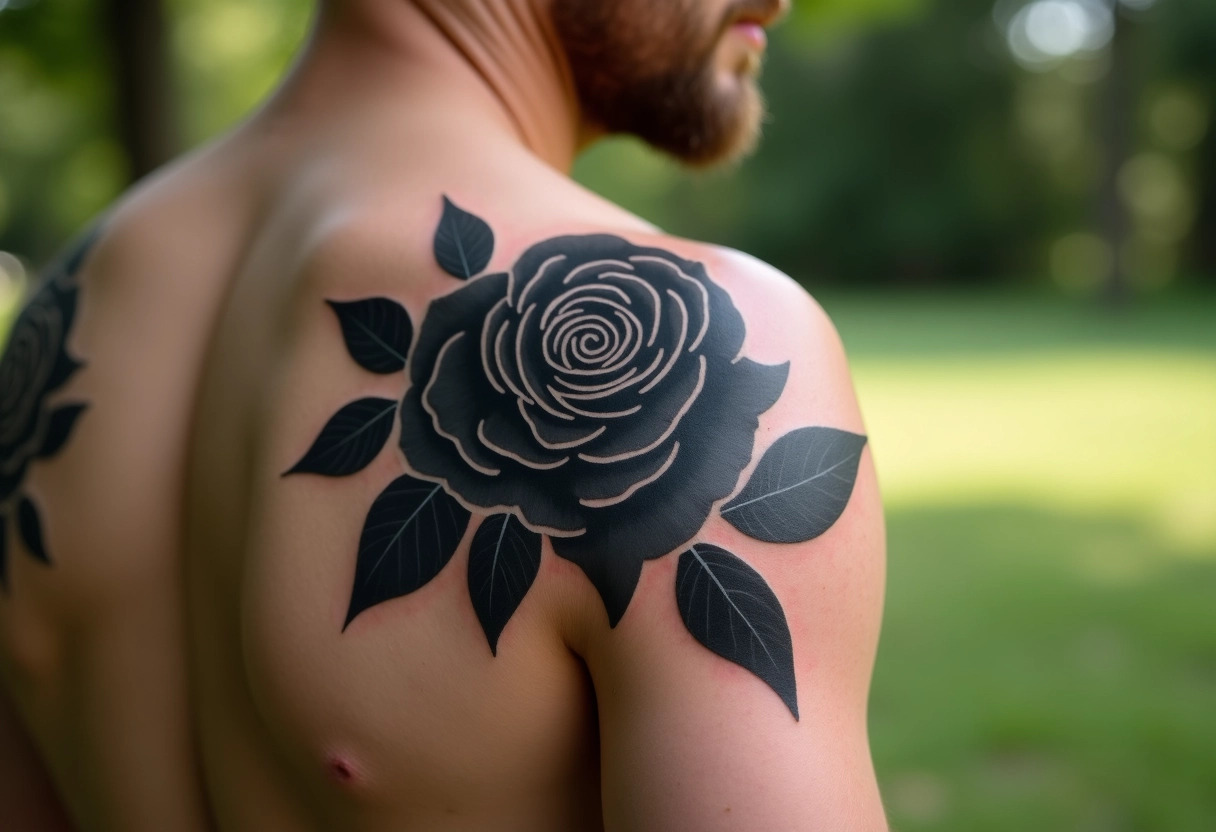 tatouage rose noire